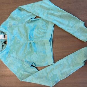 Gymshark Teal Cropped Long Sleeve Top